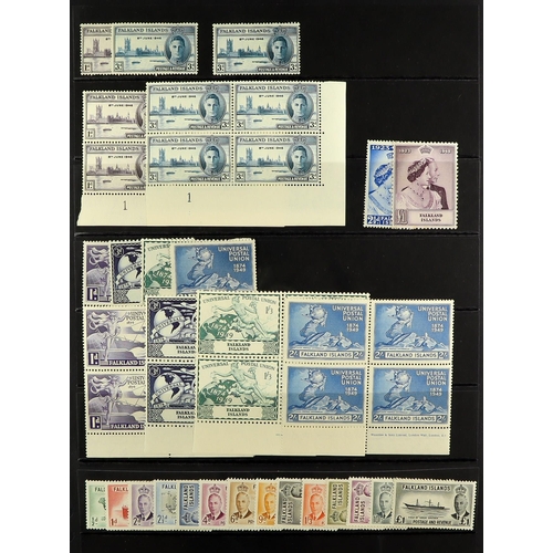 541 - FALKLAND IS. 1937 - 1952 MINT COLLECTION on protective pages, 1938-50 set with many additional liste... 