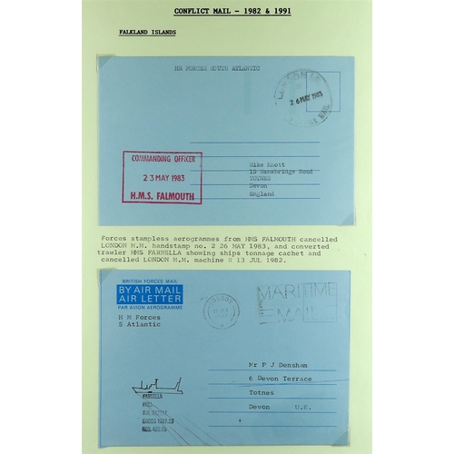 548 - FALKLAND IS. 1982 - 1984 POST-CONFLICT MAIL collection of covers, air letters and postcards, annotat... 