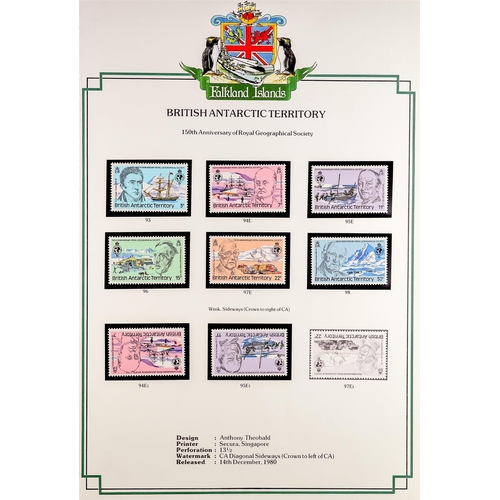 550 - FALKLAND IS. DEPS. 1944 - 2000 NEVER HINGED MINT stamps, sets, miniature sheets, accumulation on pro... 