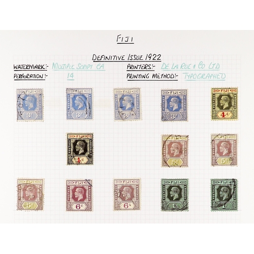 554 - FIJI 1876 - 1953 USED COLLECTION on album pages, includes 1876-77 2d on 3d green on wove, and 6d ros... 