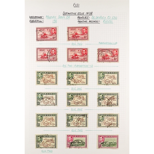 554 - FIJI 1876 - 1953 USED COLLECTION on album pages, includes 1876-77 2d on 3d green on wove, and 6d ros... 