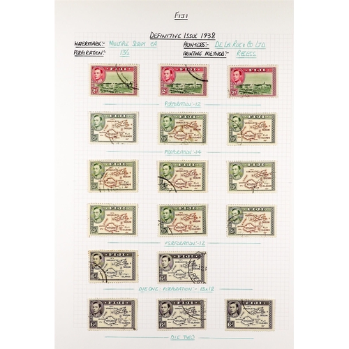 554 - FIJI 1876 - 1953 USED COLLECTION on album pages, includes 1876-77 2d on 3d green on wove, and 6d ros... 