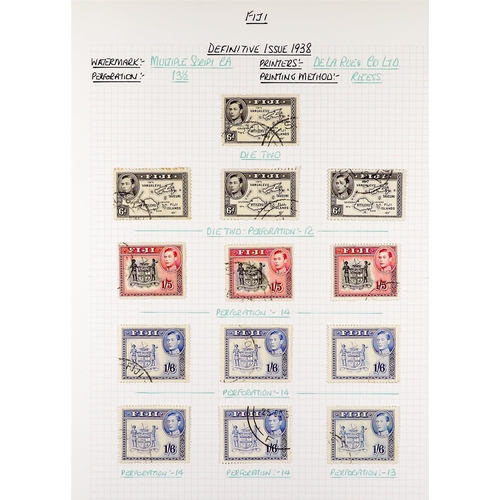 554 - FIJI 1876 - 1953 USED COLLECTION on album pages, includes 1876-77 2d on 3d green on wove, and 6d ros... 