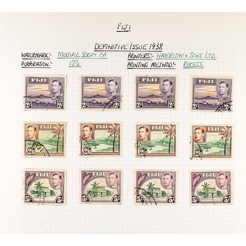 554 - FIJI 1876 - 1953 USED COLLECTION on album pages, includes 1876-77 2d on 3d green on wove, and 6d ros... 