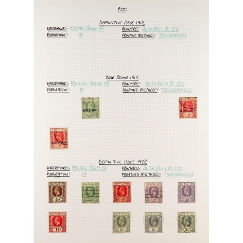 554 - FIJI 1876 - 1953 USED COLLECTION on album pages, includes 1876-77 2d on 3d green on wove, and 6d ros... 