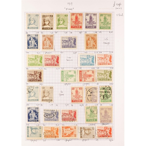 564 - FIUME 1918 - 1923 COLLECTION of 200+ mint / never hinged mint & used stamps on pages, 1919 'Fiume' o... 