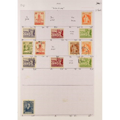 564 - FIUME 1918 - 1923 COLLECTION of 200+ mint / never hinged mint & used stamps on pages, 1919 'Fiume' o... 