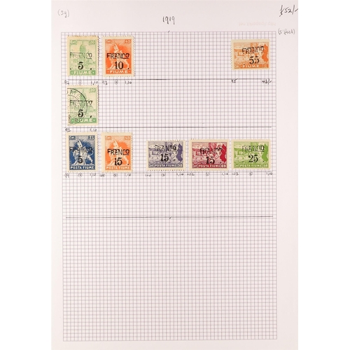 564 - FIUME 1918 - 1923 COLLECTION of 200+ mint / never hinged mint & used stamps on pages, 1919 'Fiume' o... 