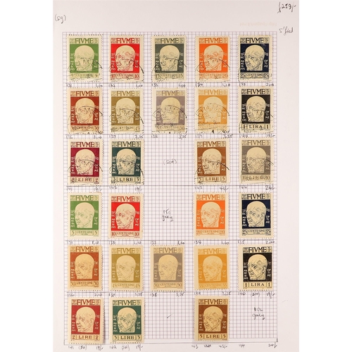 564 - FIUME 1918 - 1923 COLLECTION of 200+ mint / never hinged mint & used stamps on pages, 1919 'Fiume' o... 