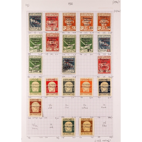 564 - FIUME 1918 - 1923 COLLECTION of 200+ mint / never hinged mint & used stamps on pages, 1919 'Fiume' o... 