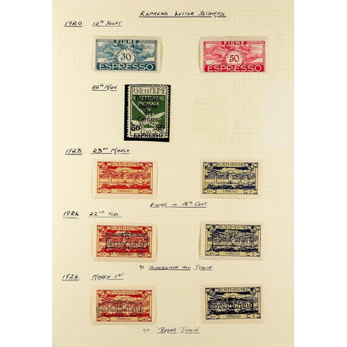 565 - FIUME 1919 - 1924 MINT COLLECTION on pages, note 1919 Education set, 1919 