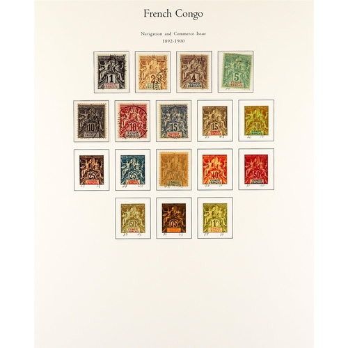 596 - FRENCH COLONIES FRENCH CONGO 1891 - 1900 USED COLLECTION of 31 stamps on album pages, note 1891-92 5... 