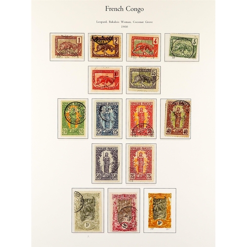 596 - FRENCH COLONIES FRENCH CONGO 1891 - 1900 USED COLLECTION of 31 stamps on album pages, note 1891-92 5... 