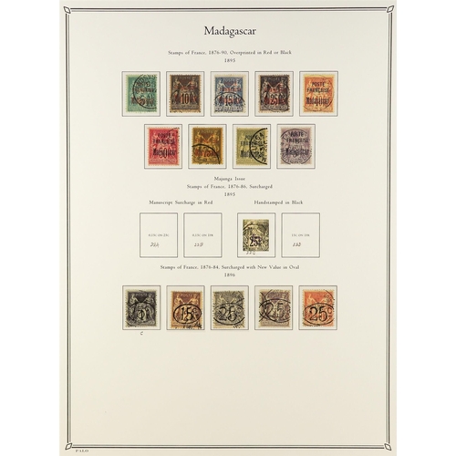 604 - FRENCH COLONIES MADAGASCAR 1889 - 1957 USED COLLECTION in colour- illustrated Palo album, note 1889 ... 