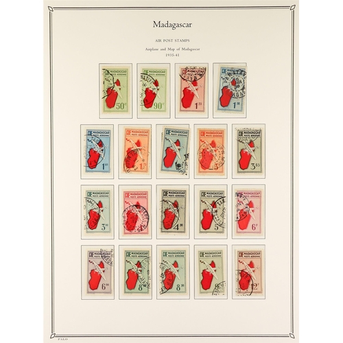 604 - FRENCH COLONIES MADAGASCAR 1889 - 1957 USED COLLECTION in colour- illustrated Palo album, note 1889 ... 