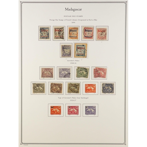 604 - FRENCH COLONIES MADAGASCAR 1889 - 1957 USED COLLECTION in colour- illustrated Palo album, note 1889 ... 