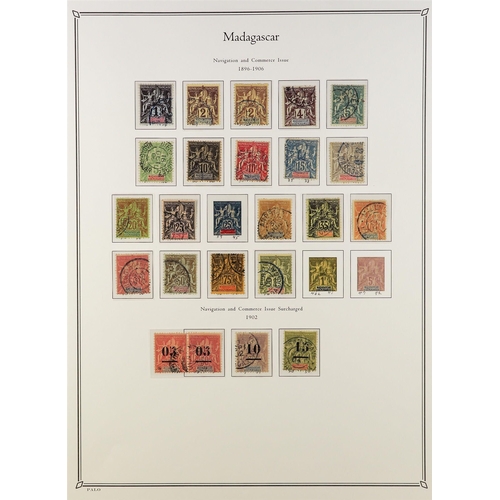 604 - FRENCH COLONIES MADAGASCAR 1889 - 1957 USED COLLECTION in colour- illustrated Palo album, note 1889 ... 