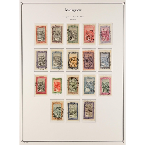 604 - FRENCH COLONIES MADAGASCAR 1889 - 1957 USED COLLECTION in colour- illustrated Palo album, note 1889 ... 