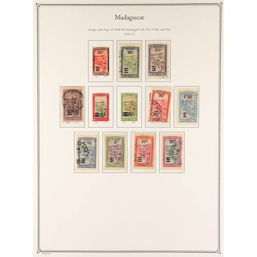 604 - FRENCH COLONIES MADAGASCAR 1889 - 1957 USED COLLECTION in colour- illustrated Palo album, note 1889 ... 