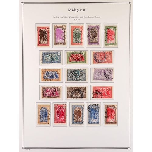 604 - FRENCH COLONIES MADAGASCAR 1889 - 1957 USED COLLECTION in colour- illustrated Palo album, note 1889 ... 