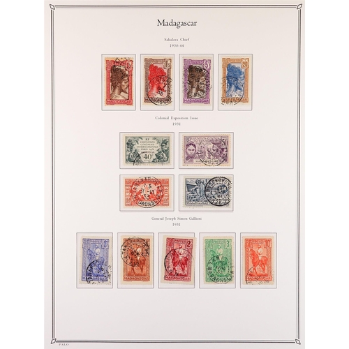 604 - FRENCH COLONIES MADAGASCAR 1889 - 1957 USED COLLECTION in colour- illustrated Palo album, note 1889 ... 