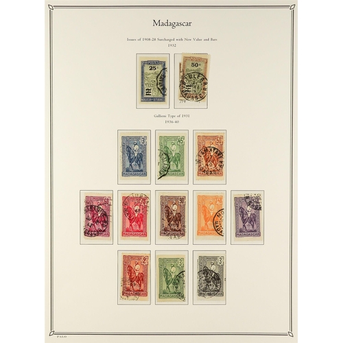 604 - FRENCH COLONIES MADAGASCAR 1889 - 1957 USED COLLECTION in colour- illustrated Palo album, note 1889 ... 