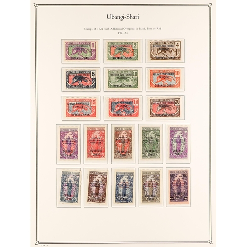 617 - FRENCH COLONIES OUBANGUI-SHARI 1915 - 1933 COLLECTION on album pages of mint / mostly never hinged m... 