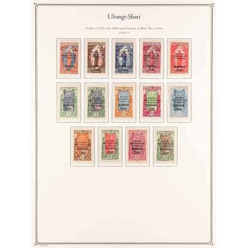 617 - FRENCH COLONIES OUBANGUI-SHARI 1915 - 1933 COLLECTION on album pages of mint / mostly never hinged m... 