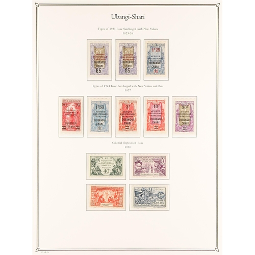 617 - FRENCH COLONIES OUBANGUI-SHARI 1915 - 1933 COLLECTION on album pages of mint / mostly never hinged m... 