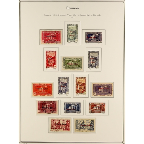 619 - FRENCH COLONIES REUNION 1885 - 1974 FINE USED COLLECTION in Palo album (page with colour illustratio... 