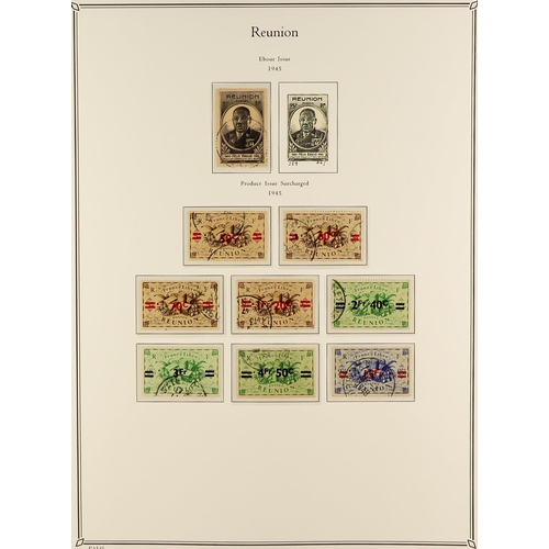 619 - FRENCH COLONIES REUNION 1885 - 1974 FINE USED COLLECTION in Palo album (page with colour illustratio... 