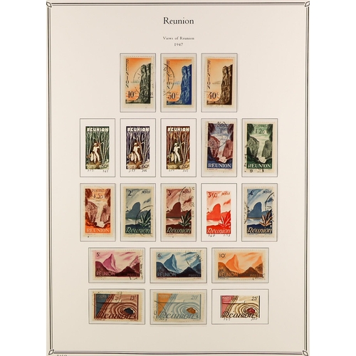 619 - FRENCH COLONIES REUNION 1885 - 1974 FINE USED COLLECTION in Palo album (page with colour illustratio... 