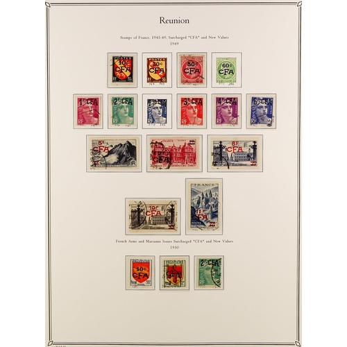 619 - FRENCH COLONIES REUNION 1885 - 1974 FINE USED COLLECTION in Palo album (page with colour illustratio... 