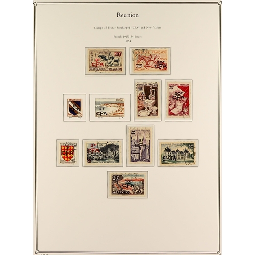 619 - FRENCH COLONIES REUNION 1885 - 1974 FINE USED COLLECTION in Palo album (page with colour illustratio... 