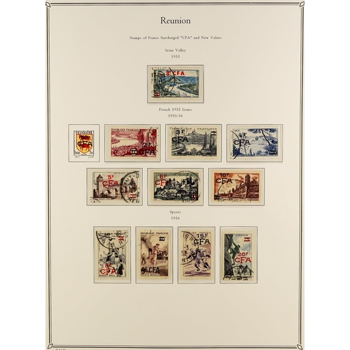 619 - FRENCH COLONIES REUNION 1885 - 1974 FINE USED COLLECTION in Palo album (page with colour illustratio... 