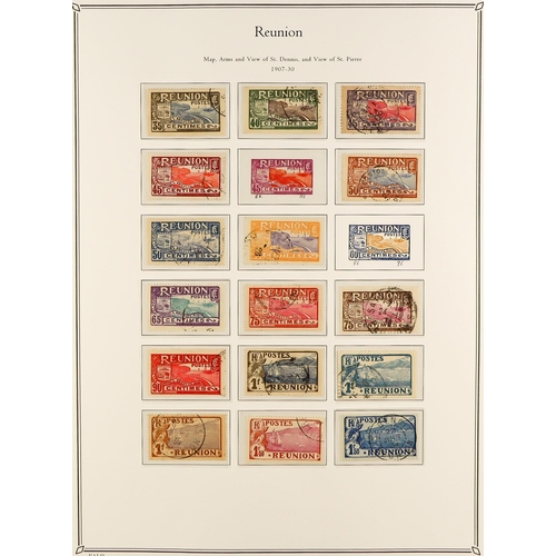 619 - FRENCH COLONIES REUNION 1885 - 1974 FINE USED COLLECTION in Palo album (page with colour illustratio... 