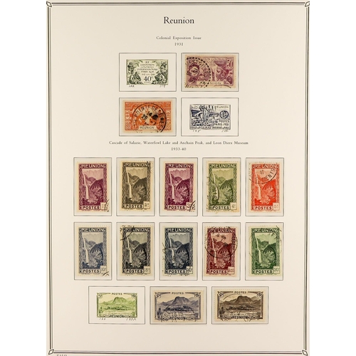 619 - FRENCH COLONIES REUNION 1885 - 1974 FINE USED COLLECTION in Palo album (page with colour illustratio... 