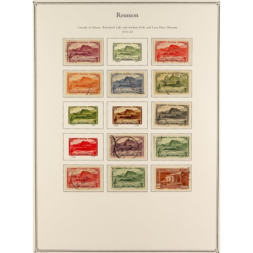 619 - FRENCH COLONIES REUNION 1885 - 1974 FINE USED COLLECTION in Palo album (page with colour illustratio... 