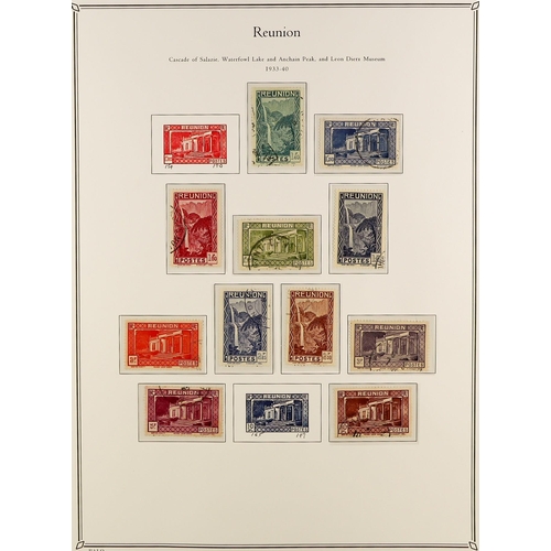 619 - FRENCH COLONIES REUNION 1885 - 1974 FINE USED COLLECTION in Palo album (page with colour illustratio... 