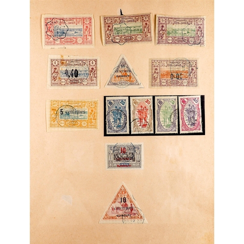 625 - FRENCH COLONIES SOMALI COAST 1894 - 1933 COLLECTION of 66 chiefly used stamps on pages, 1894 5c Oboc... 