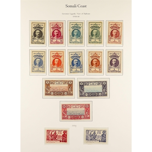 626 - FRENCH COLONIES SOMALI COAST 1902 - 1939 COMPLETE FINE MINT COLLECTION on pages, note 1902 set, 1903... 