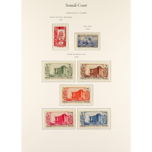 626 - FRENCH COLONIES SOMALI COAST 1902 - 1939 COMPLETE FINE MINT COLLECTION on pages, note 1902 set, 1903... 