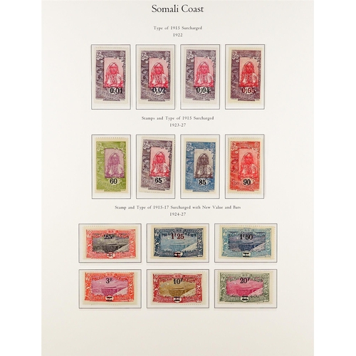 626 - FRENCH COLONIES SOMALI COAST 1902 - 1939 COMPLETE FINE MINT COLLECTION on pages, note 1902 set, 1903... 