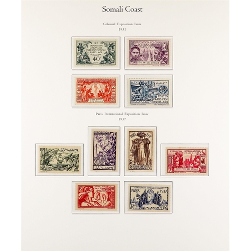 626 - FRENCH COLONIES SOMALI COAST 1902 - 1939 COMPLETE FINE MINT COLLECTION on pages, note 1902 set, 1903... 