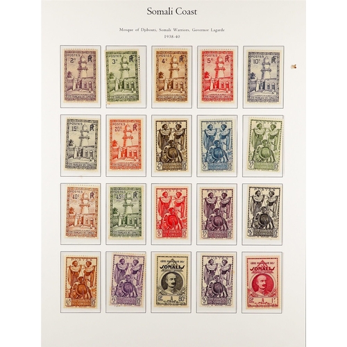 626 - FRENCH COLONIES SOMALI COAST 1902 - 1939 COMPLETE FINE MINT COLLECTION on pages, note 1902 set, 1903... 