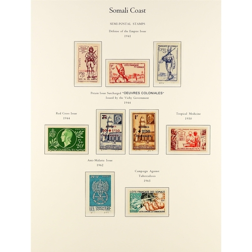 627 - FRENCH COLONIES SOMALI COAST 1941 - 1967 COMPLETE MINT COLLECTION on pages, note 1942 