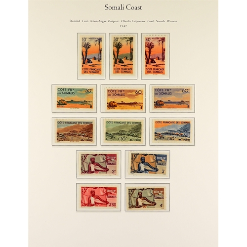 627 - FRENCH COLONIES SOMALI COAST 1941 - 1967 COMPLETE MINT COLLECTION on pages, note 1942 