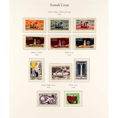 627 - FRENCH COLONIES SOMALI COAST 1941 - 1967 COMPLETE MINT COLLECTION on pages, note 1942 