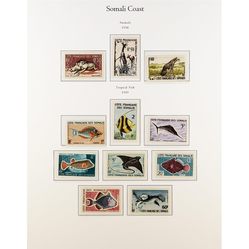 627 - FRENCH COLONIES SOMALI COAST 1941 - 1967 COMPLETE MINT COLLECTION on pages, note 1942 