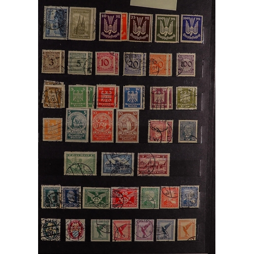 658 - GERMANY 1870's - 1990's COLLECTION of chiefly used stamps in 3 stockbooks, 1928-31 4m Zeppelin mint,... 